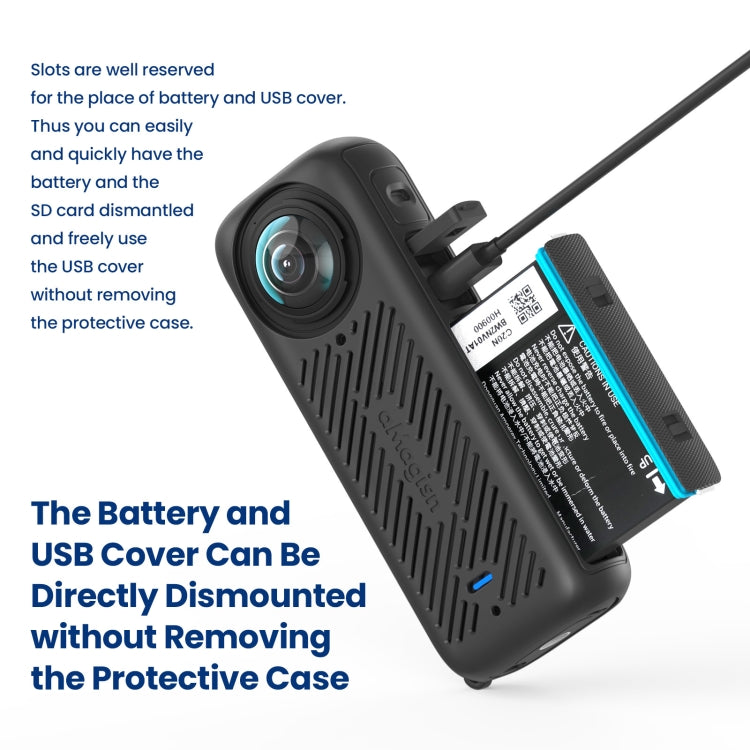 For Insta360 X4 AMagisn Silicone Protective Cover Body Case + Lens Cover Gray - Case & Bags by aMagisn | Online Shopping South Africa | PMC TechLife | Buy Now Pay Later Mobicred