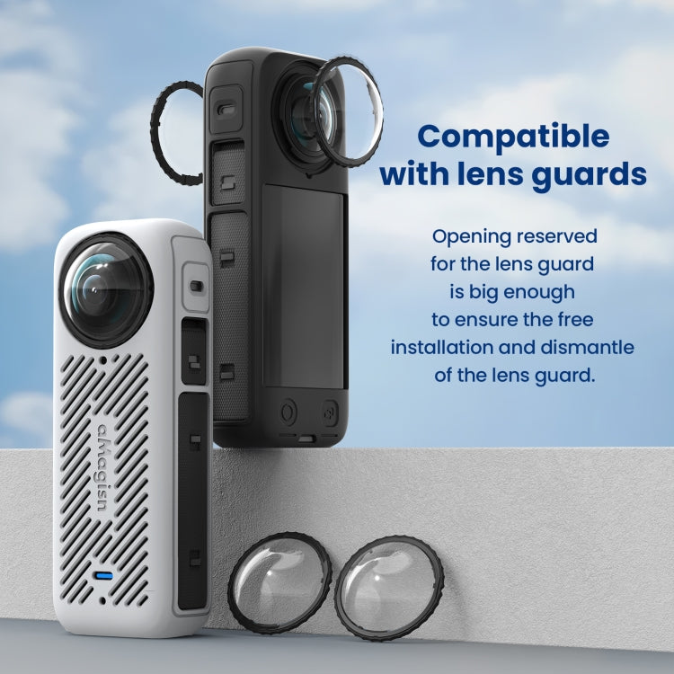 For Insta360 X4 AMagisn Silicone Protective Cover Body Case Gray - free shipping - PMC TechLife - Order now!