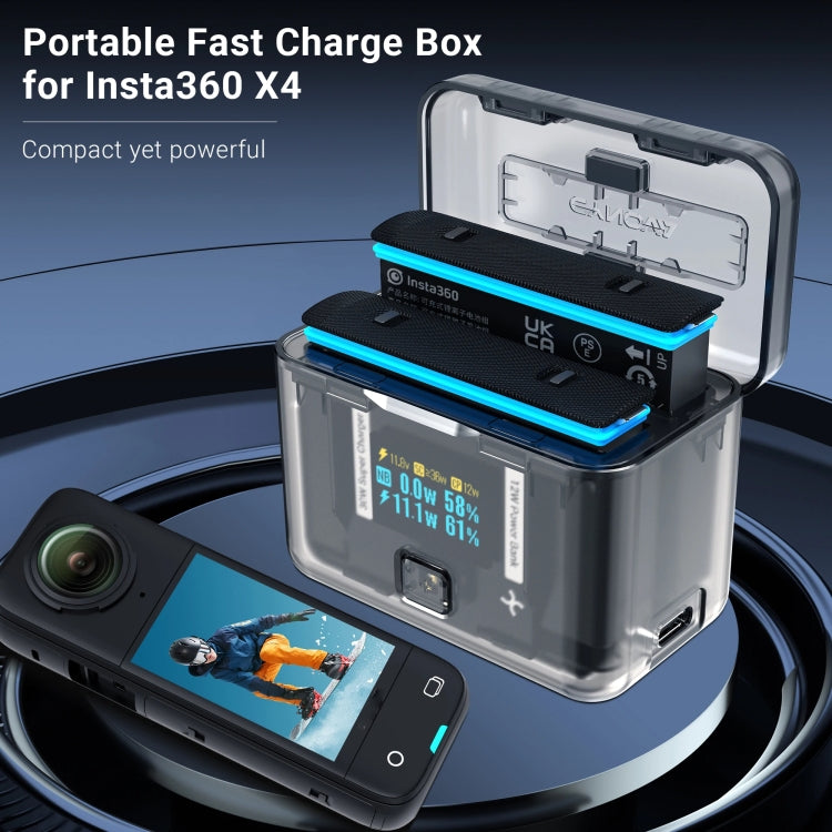 For Insta360 X4 CYNOVA Two-Way Charging Butler Screen Display Smart Charging Box - free shipping - PMC TechLife - Order now!