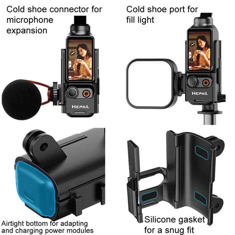 For DJI Osmo Pocket 3 HEPAIL Extended Adapter Protective Bezel Extension Handle Cold Shoe Adapter Bracket - free shipping - PMC TechLife - Order now!