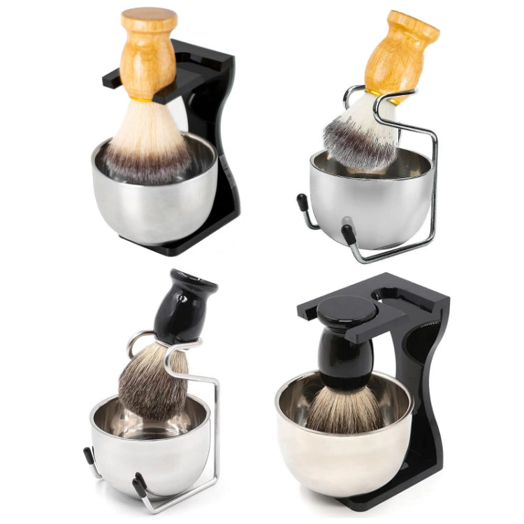 3pcs /Set Men Foam Manual Wooden Handle Beard Brush Set, Color: Badger Hair Silver - Manual Razor by PMC TechLife | Online Shopping South Africa | PMC TechLife | Buy Now Pay Later Mobicred