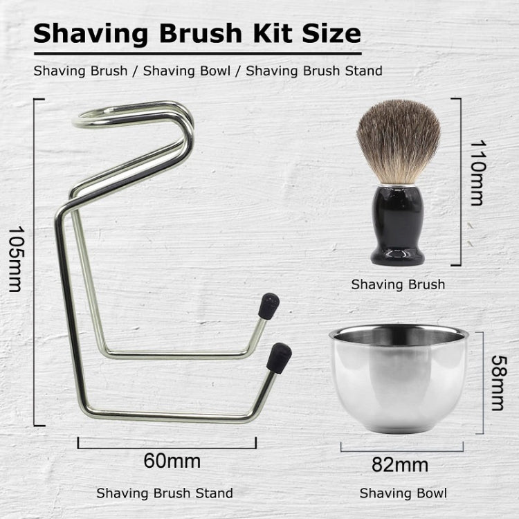 3pcs /Set Men Foam Manual Wooden Handle Beard Brush Set, Color: Badger Hair Silver - Manual Razor by PMC TechLife | Online Shopping South Africa | PMC TechLife | Buy Now Pay Later Mobicred