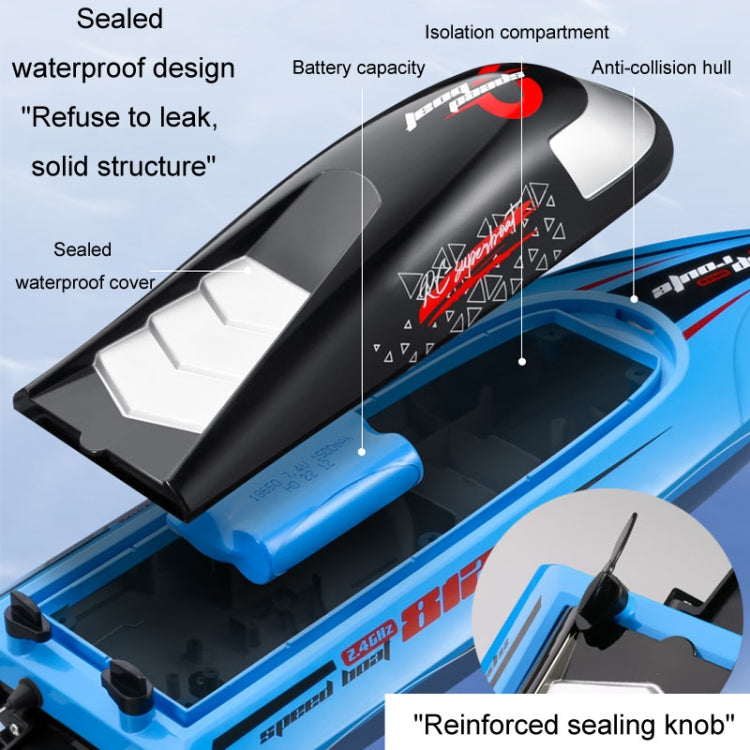 812 High-Speed RC Boat Large Horsepower Speedboat Long Endurance Waterproof Boys Water Toy Dual Batteries(Blue) - RC Boats by PMC TechLife | Online Shopping South Africa | PMC TechLife | Buy Now Pay Later Mobicred