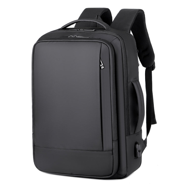 Expandable Business Waterproof Laptop Backpack With USB Port(Black) - Backpack by PMC Jewellery | Online Shopping South Africa | PMC Jewellery | Buy Now Pay Later Mobicred