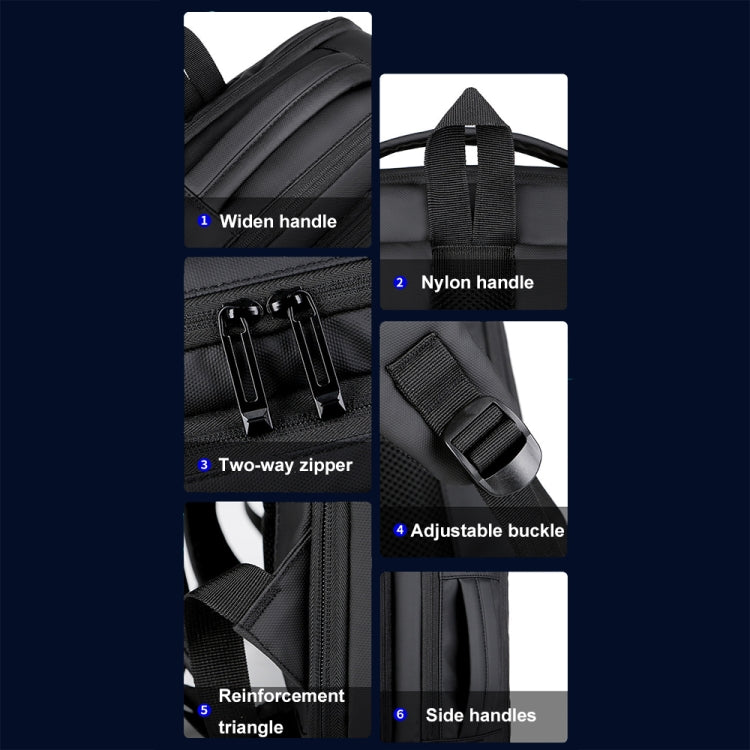 Expandable Business Waterproof Laptop Backpack With USB Port(Black) - Backpack by PMC Jewellery | Online Shopping South Africa | PMC Jewellery | Buy Now Pay Later Mobicred