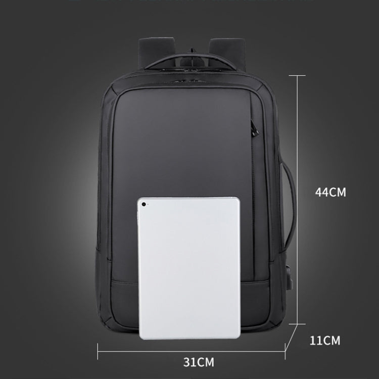 Expandable Business Waterproof Laptop Backpack With USB Port(Black) - Backpack by PMC Jewellery | Online Shopping South Africa | PMC Jewellery | Buy Now Pay Later Mobicred