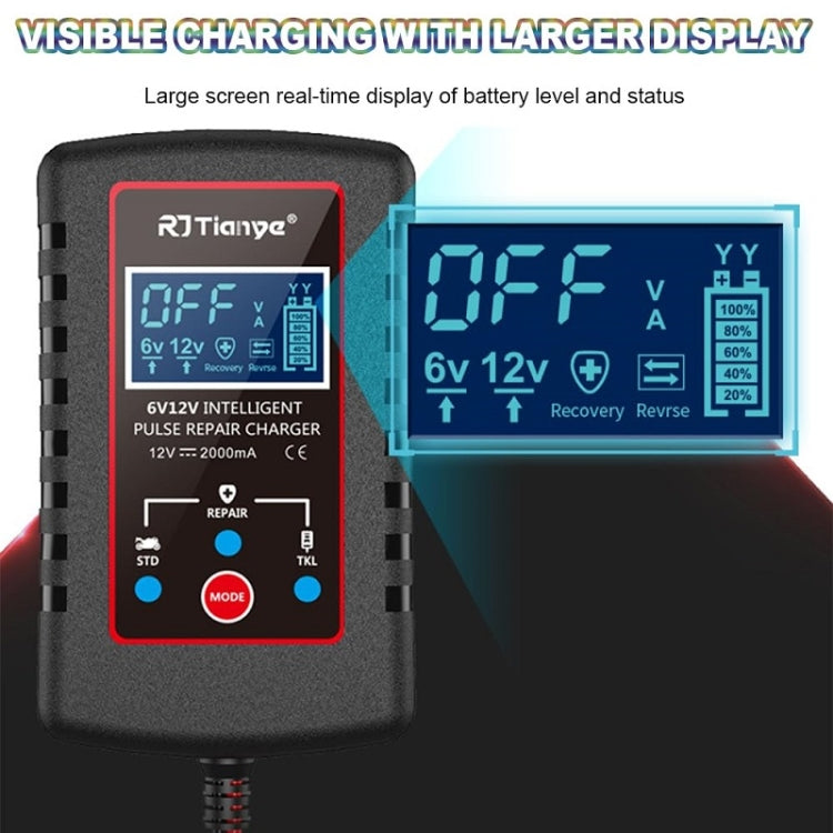 RJtianye 6V/12V ASE Adapter Cable Car Motorcycle Lawn Mower Battery Charger(US Plug) - Battery Charger by RJtianye | Online Shopping South Africa | PMC TechLife | Buy Now Pay Later Mobicred