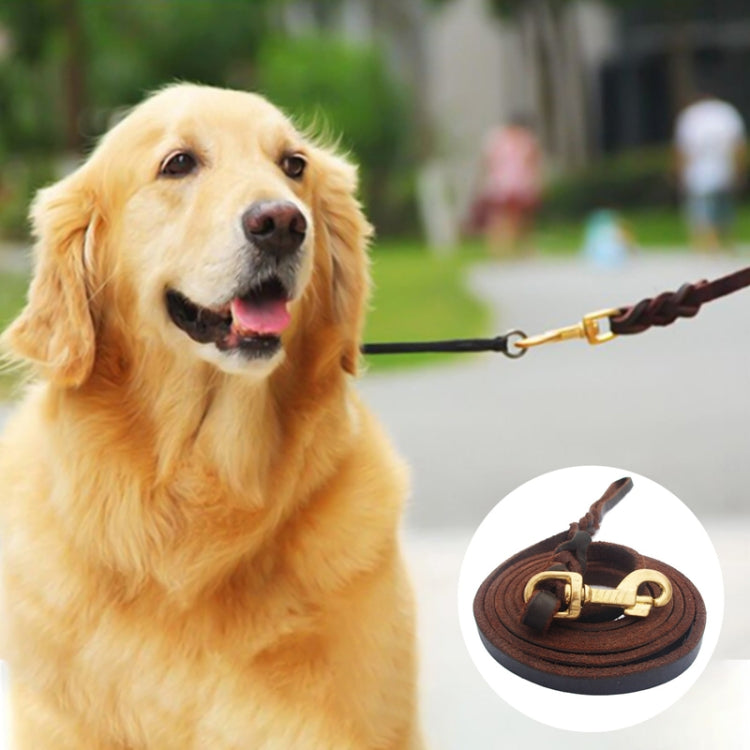 1.2 x 150cm Pet Outing Cowhide Towing Leash Dog Training Harness(Bronze Hook) - Leashes & Chest Strap by PMC TechLife | Online Shopping South Africa | PMC TechLife | Buy Now Pay Later Mobicred