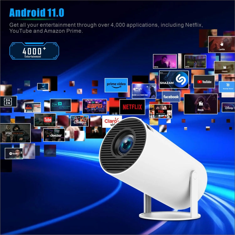 HY300 PRO Smart Projector Android 11.0 System 120 Lumen Portable Projector(UK Plug) - Mini Projector by PMC TechLife | Online Shopping South Africa | PMC TechLife | Buy Now Pay Later Mobicred