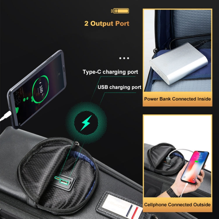 Bopai 61-17311 Large-capacity First-layer Cowhide Laptop Backpack With USB+Type-C Port(Plain) - free shipping - PMc TechLife - Order now!