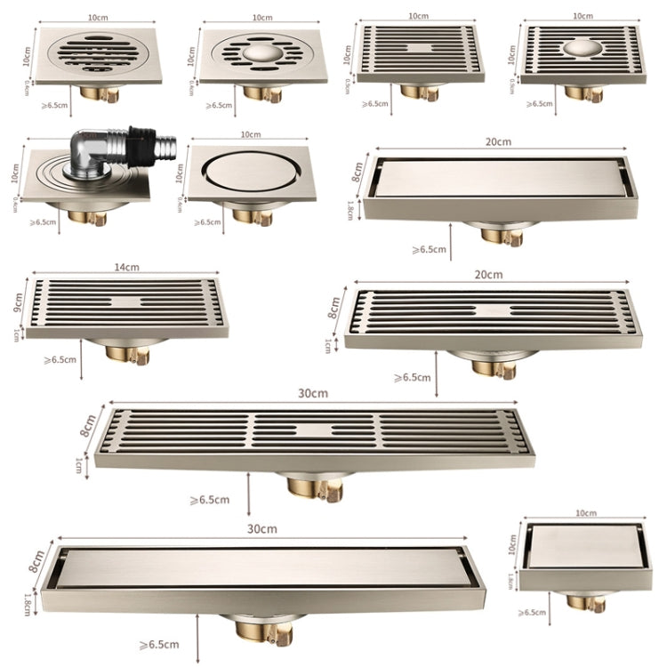 All Copper Brushed Anti-Odor Floor Drain Gravity Copper Core Bathroom Floor Drain, Specification: 8x20cm Long Invisible Medium Drain - Drain Strainers by PMc TechLife | Online Shopping South Africa | PMc TechLife | Buy Now Pay Later Mobicred