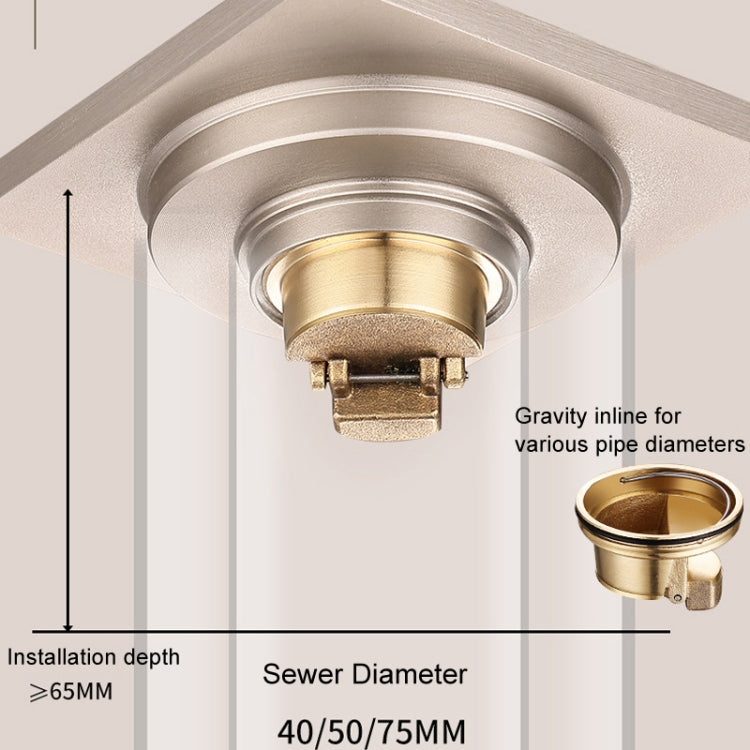 All Copper Brushed Anti-Odor Floor Drain Gravity Copper Core Bathroom Floor Drain, Specification: Square Invisible - Drain Strainers by PMc TechLife | Online Shopping South Africa | PMc TechLife | Buy Now Pay Later Mobicred