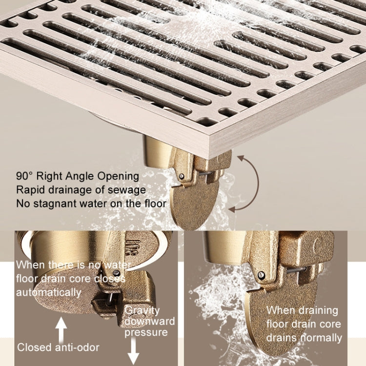 All Copper Brushed Anti-Odor Floor Drain Gravity Copper Core Bathroom Floor Drain, Specification: 8x30cm Long Medium Drain - Drain Strainers by PMc TechLife | Online Shopping South Africa | PMc TechLife | Buy Now Pay Later Mobicred
