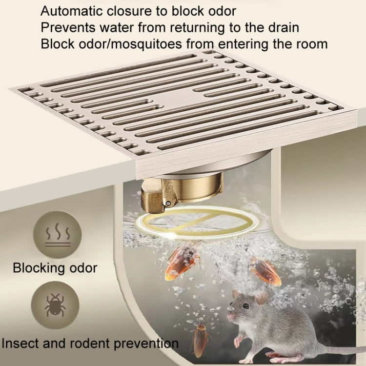 All Copper Brushed Anti-Odor Floor Drain Gravity Copper Core Bathroom Floor Drain, Specification: Square Invisible - Drain Strainers by PMc TechLife | Online Shopping South Africa | PMc TechLife | Buy Now Pay Later Mobicred
