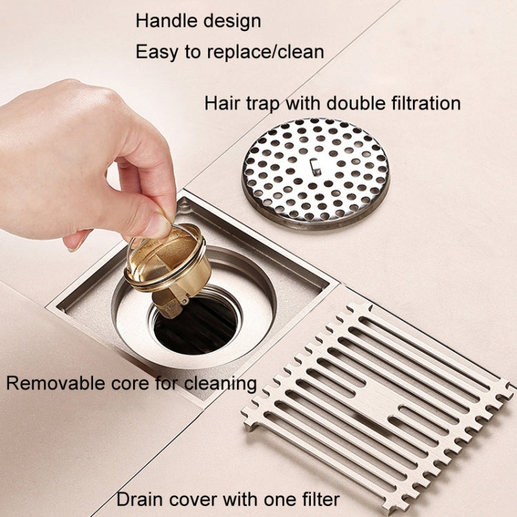 All Copper Brushed Anti-Odor Floor Drain Gravity Copper Core Bathroom Floor Drain, Specification: 8x20cm Long Invisible Medium Drain - Drain Strainers by PMc TechLife | Online Shopping South Africa | PMc TechLife | Buy Now Pay Later Mobicred