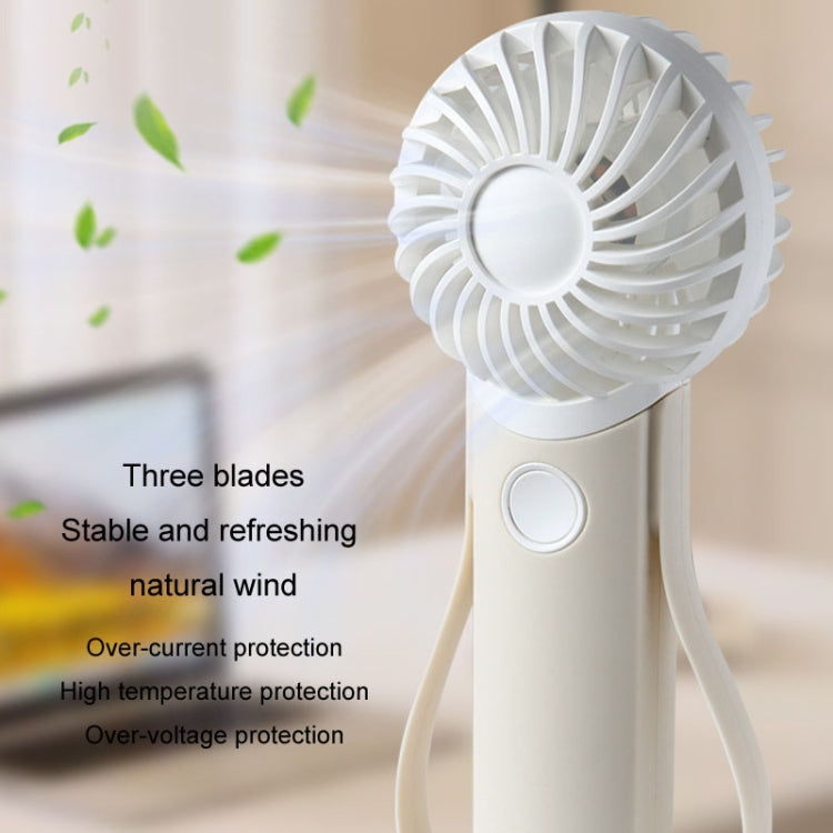 Portable Handheld Quiet Fan Silicone Hanging Neck Small Electrical Fan(Beige) - Electric Fans by PMC TechLife | Online Shopping South Africa | PMC TechLife | Buy Now Pay Later Mobicred