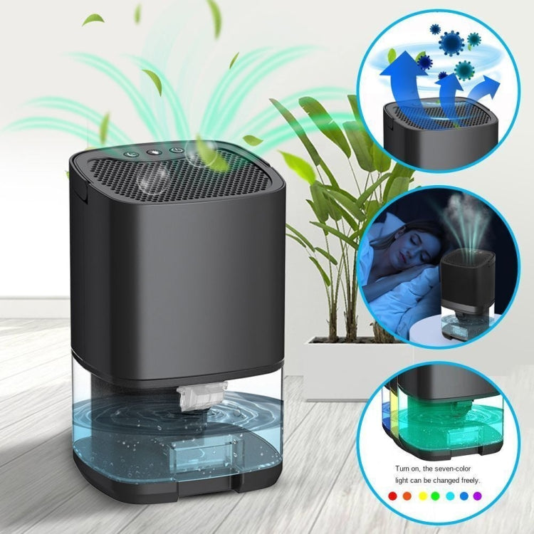 1L 36W Air Dehumidifier for Home Damp Drying Clothes with 7 colors Light EU Plug(Black) - free shipping - PMC TechLife - Order now!