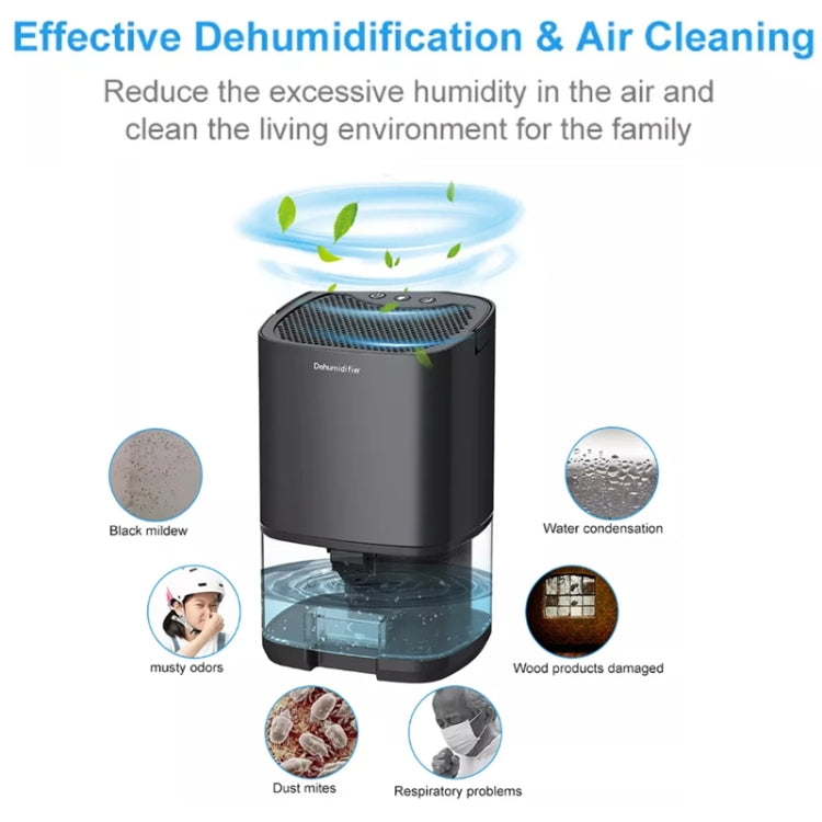 1L 36W Air Dehumidifier for Home Damp Drying Clothes with 7 colors Light US Plug(Black) - free shipping - PMC TechLife - Order now!