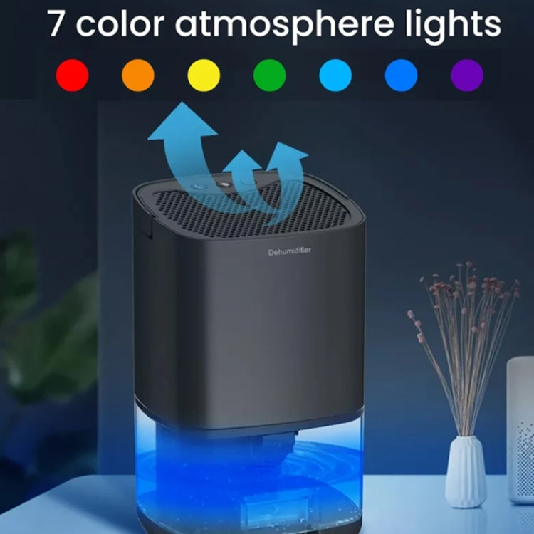 1L 36W Air Dehumidifier for Home Damp Drying Clothes with 7 colors Light US Plug(Black) - free shipping - PMC TechLife - Order now!