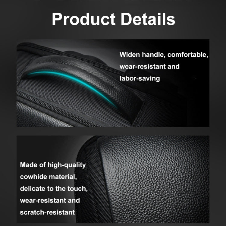 Bopai AL-61-122631B Large Capacity Cowhide Laptop Backpack With USB+Type-C Port(High-end Version) - free shipping - PMC Jewellery - Order now!