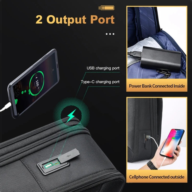Bopai 61-19011 Large Capacity Waterproof Travel Laptop Backpack With USB+Type-C Port(Black) - free shipping - PMC Jewellery - Order now!