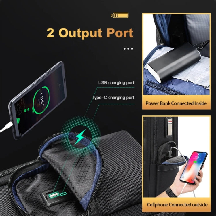 Bopai 61-91911 Large Capacity Business Waterproof Laptop Backpack With USB+Type-C Port(Black) - free shipping - PMC Jewellery - Order now!
