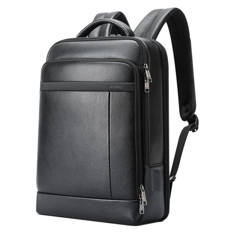 Bopai 61-120761 Large-capacity First-layer Cowhide Business Laptop Backpack With USB+Type-C Port(Black) - free shipping - PMC Jewellery - Order now!