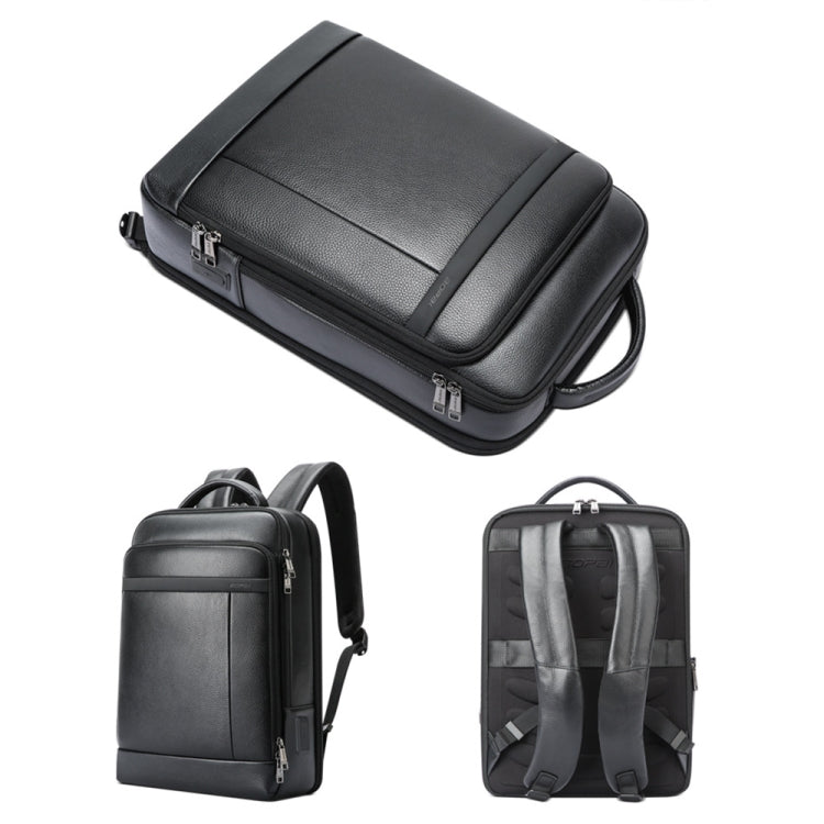 Bopai 61-120761 Large-capacity First-layer Cowhide Business Laptop Backpack With USB+Type-C Port(Black) - free shipping - PMC Jewellery - Order now!