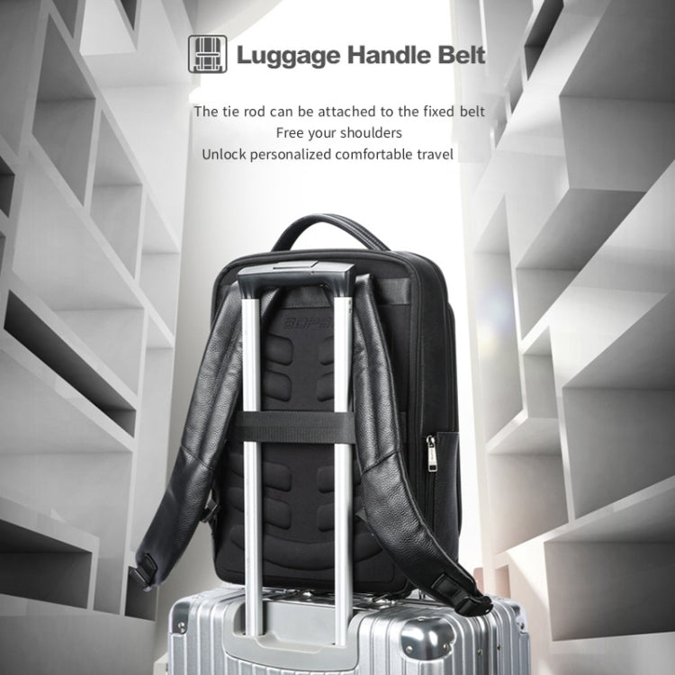 Bopai 61-120761 Large-capacity First-layer Cowhide Business Laptop Backpack With USB+Type-C Port(Black) - free shipping - PMC Jewellery - Order now!