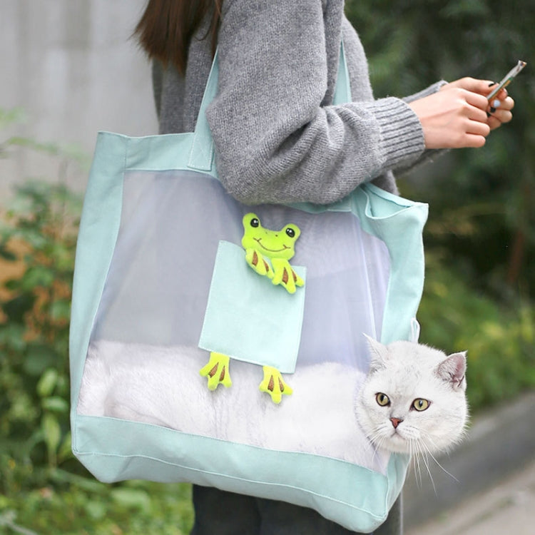Handheld Large Capacity Breathable Exposed Canvas Cat Bag Outdoor Portable Pet Bag(Blue) - Pet Bags by PMC TechLife | Online Shopping South Africa | PMC TechLife | Buy Now Pay Later Mobicred