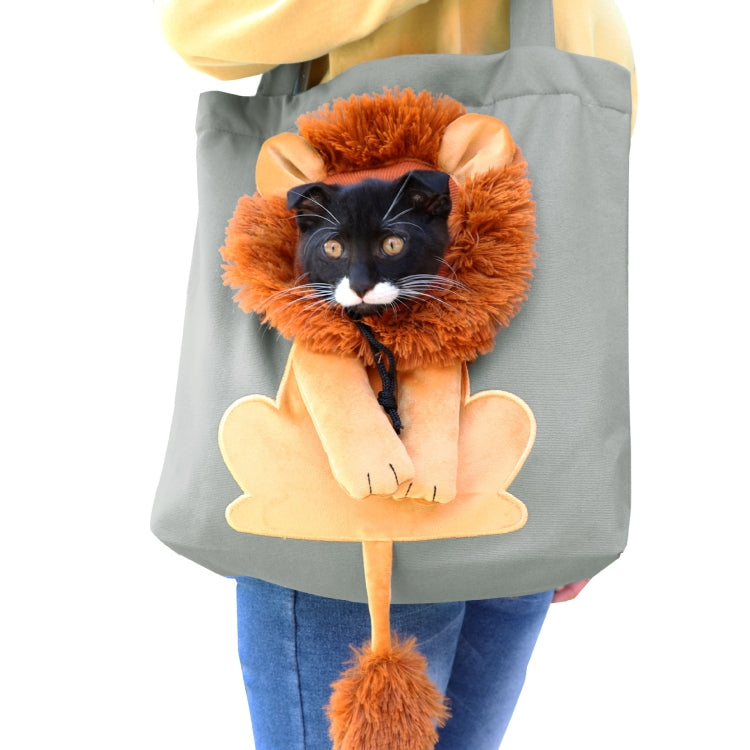 Canvas Expandable Little Lion Shape Cat Bag Small Dog Handbag, Size: Large (Dark Gray) - Pet Bags by PMC TechLife | Online Shopping South Africa | PMC TechLife | Buy Now Pay Later Mobicred