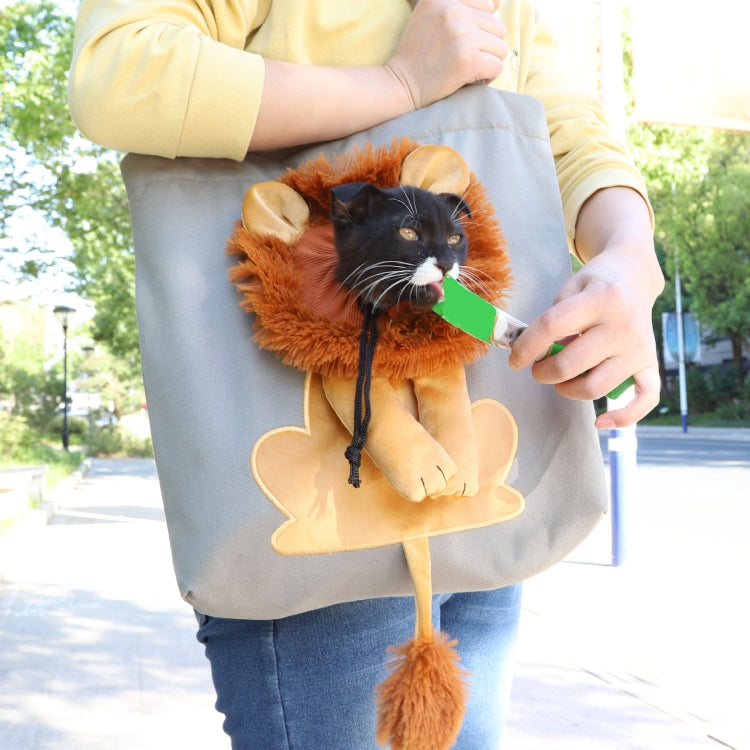 Canvas Expandable Little Lion Shape Cat Bag Small Dog Handbag, Size: Small (Dark Gray) - Pet Bags by PMC TechLife | Online Shopping South Africa | PMC TechLife | Buy Now Pay Later Mobicred