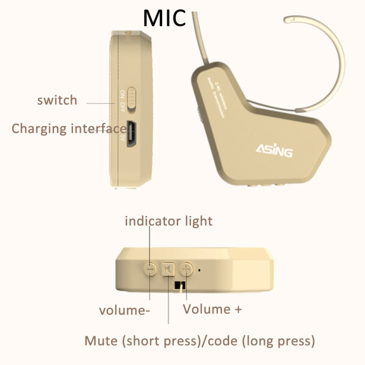 ASiNG S16  2.4G Wireless Voice Amplifier with Headset Microphone for Teachers Tour Guides Without Strap Chain - free shipping - PMC Jewellery - Order now!