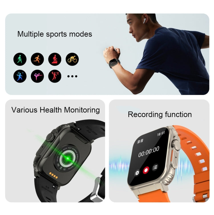 A70 1.96 Inch Health Monitoring Multifunctional IP68 Waterproof Bluetooth Call Smart Watch(Black Steel) - Smart Watches by PMC TechLife | Online Shopping South Africa | PMC TechLife | Buy Now Pay Later Mobicred