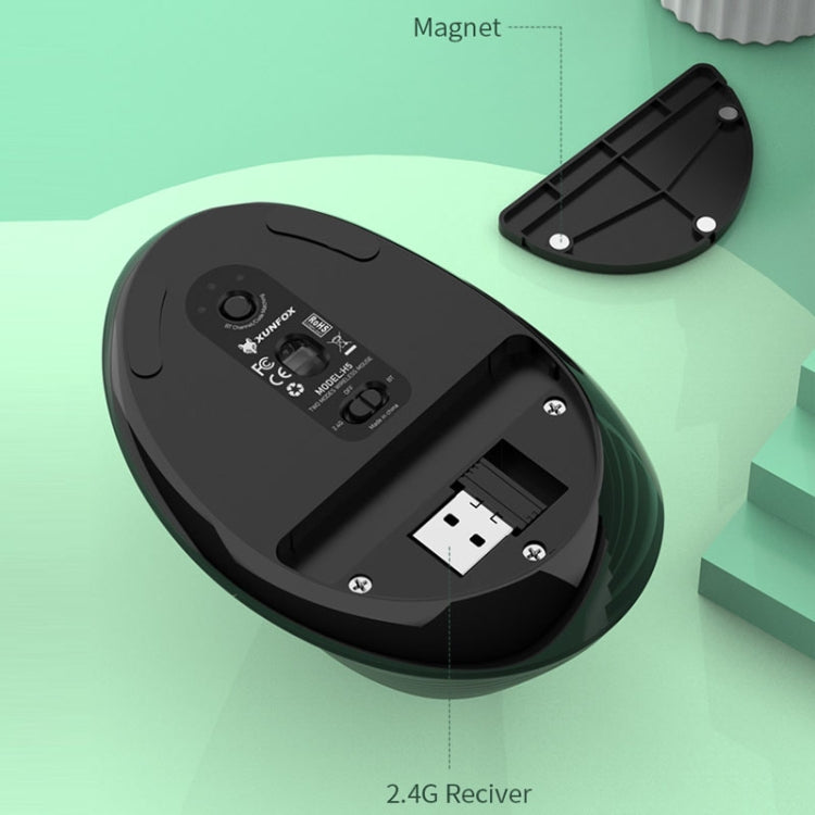 XUNSVFOX H5 Upright Vertical Dual Mode Mouse Rechargeable Wireless Business Office Mouse(Pink) - free shipping - PMC Jewellery - Order now!