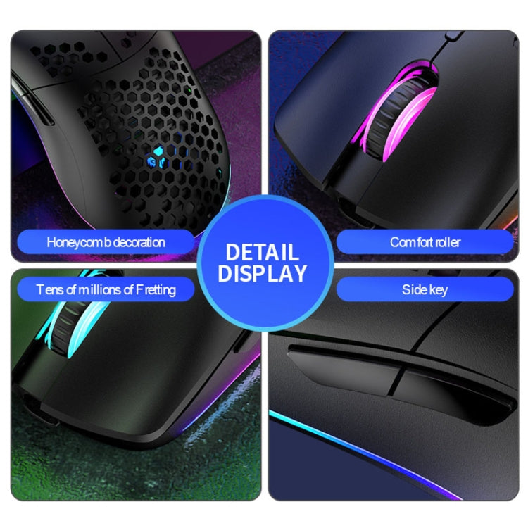 XUNSVFOX XYH80 Hollow Hole Rechargeable Wireless Gaming Mouse RGB Light Computer Office Mouse(Black) - free shipping - PMC Jewellery - Order now!