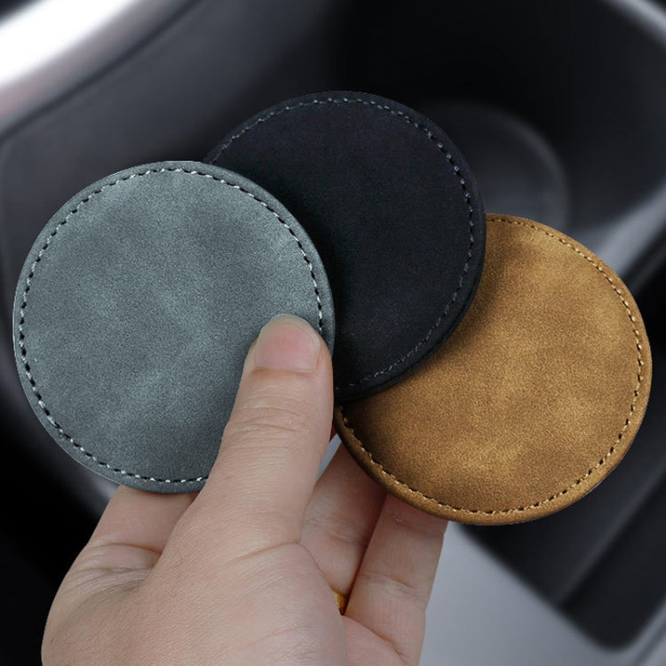 2pcs/ Set Car Suede Anti-Slip Water Coaster Car Interior Decoration(Brown) - Car Drink Holders by PMC TechLife | Online Shopping South Africa | PMC TechLife | Buy Now Pay Later Mobicred
