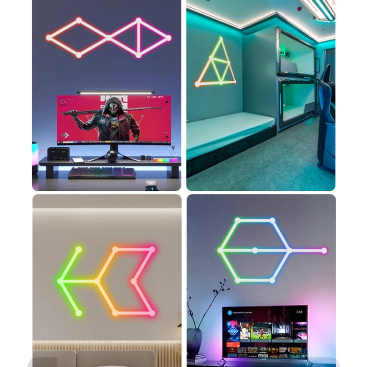 JSK-P22 5V Bluetooth RGB Stitching Light E-Sports Atmosphere Decorative Lamp, Style: 6 Sections+USB To DC Line+US Plug(Black) - Novelty Lighting by PMC TechLife | Online Shopping South Africa | PMC TechLife | Buy Now Pay Later Mobicred