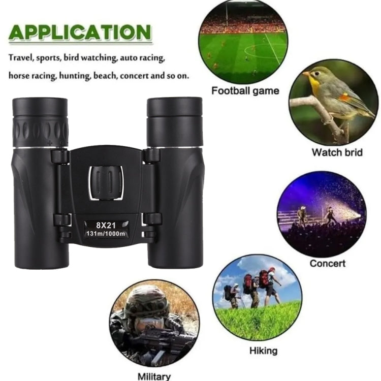 8X21 Outdoor Low-light Night Vision High-power HD Mini Binoculars - Binoculars by PMC TechLife | Online Shopping South Africa | PMC TechLife | Buy Now Pay Later Mobicred