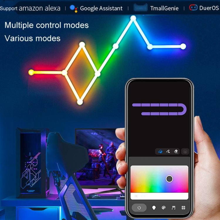 JSK-P26 Smart WiFi Bluetooth Version RGB Direct Illumination Phantom Splicing Light, Support Amazon Alexa / Google Assistant / DuerOS, Style: 9 Sections+US Plug Adapter(White) - Novelty Lighting by PMC TechLife | Online Shopping South Africa | PMC TechLife | Buy Now Pay Later Mobicred