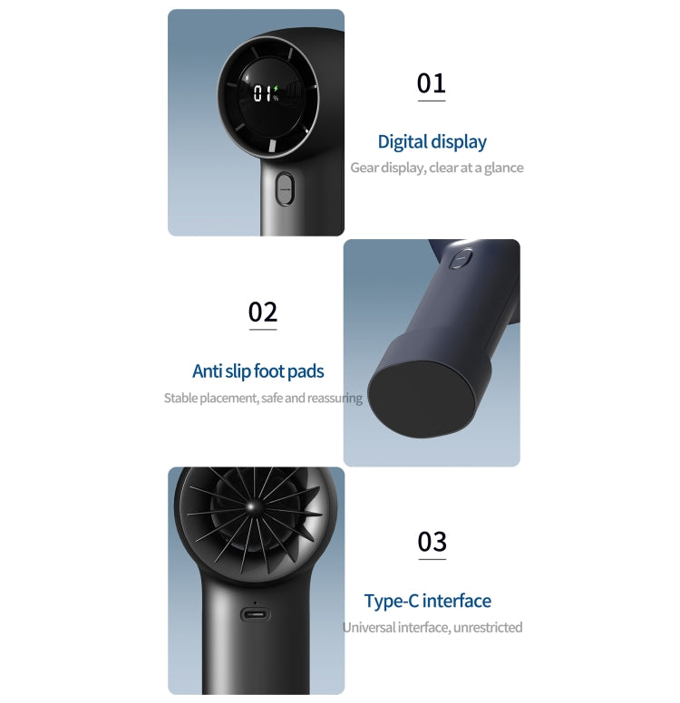 Outdoor Handheld Turbine Digital Display 100-Speed High-Speed Mini Fan, Color: Navy Blue - Electric Fans by PMC TechLife | Online Shopping South Africa | PMC TechLife | Buy Now Pay Later Mobicred