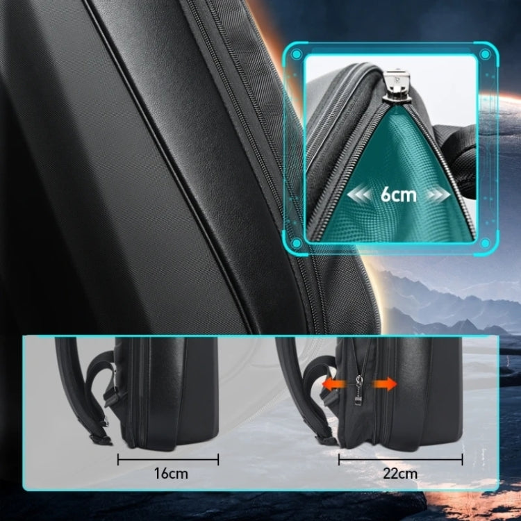 Bopai 61-122579 Large Capacity Hard Shell Password Lock Waterproof Business Laptop Backpack(Grey) - free shipping - PMC Jewellery - Order now!