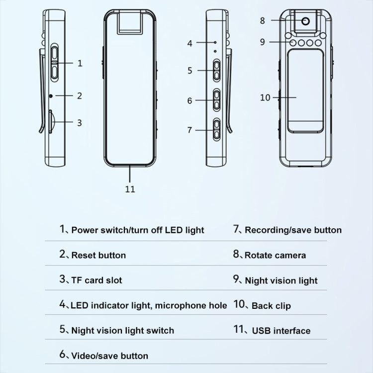 Mrobo D6 1080P Rotating Camera Night Vision Video Recorder With Back Clip, Size: 64GB(Black) - Recording Pen by Mrobo | Online Shopping South Africa | PMC TechLife | Buy Now Pay Later Mobicred