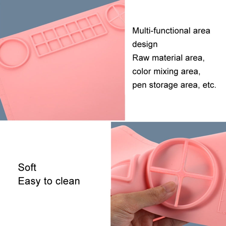 50x40cm Silicone Double Bowl Painting Pad Graffiti Oil Painting Mat Erasable and Washable Silicone Pad(Light Blue) - Art Supplies by PMc TechLife | Online Shopping South Africa | PMc TechLife | Buy Now Pay Later Mobicred