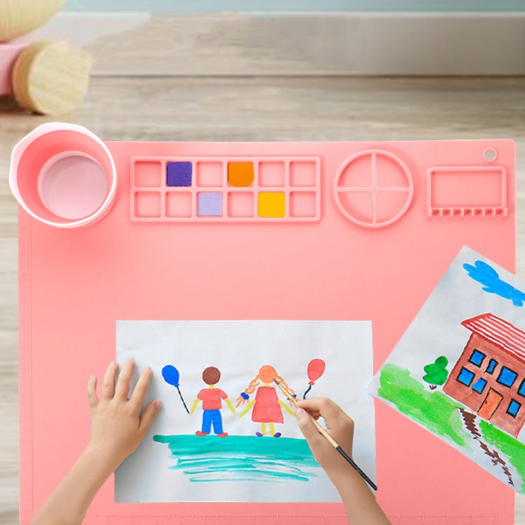 50x40cm Silicone Double Bowl Painting Pad Graffiti Oil Painting Mat Erasable and Washable Silicone Pad(Light Blue) - Art Supplies by PMc TechLife | Online Shopping South Africa | PMc TechLife | Buy Now Pay Later Mobicred