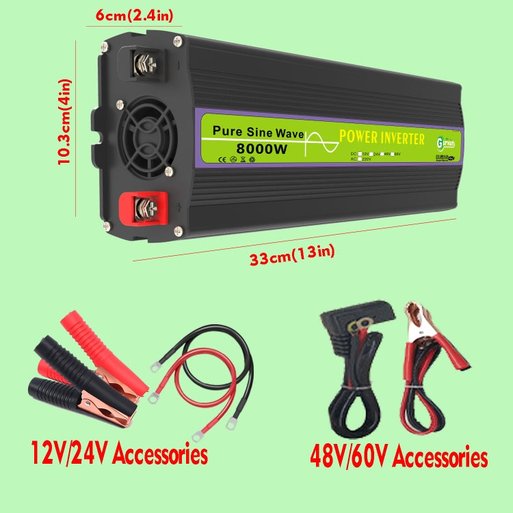 Gurxun 60V-220V 8000W Pure Sine Wave Inverter Car Single Digital Display Voltage Converter - free shipping - PMC TechLife - Order now!