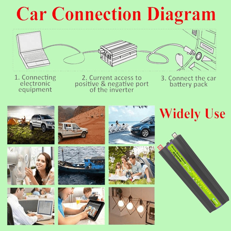 Gurxun 60V-220V 8000W Pure Sine Wave Inverter Car Single Digital Display Voltage Converter - free shipping - PMC TechLife - Order now!