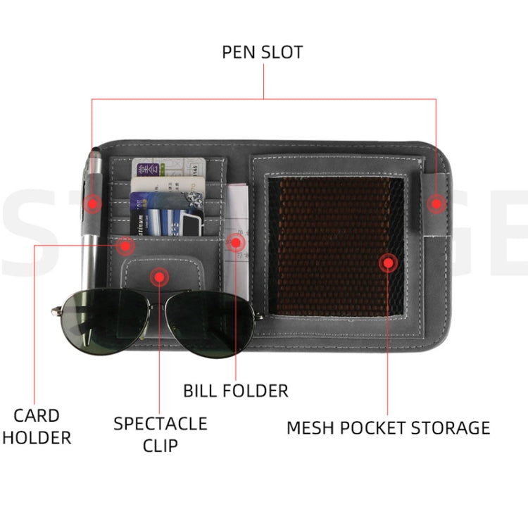 Car Sun Visor Bill Holder Glasses Clip Storage Bag(Brown) - Sunglasses & Glasses Clips by PMC TechLife | Online Shopping South Africa | PMC TechLife | Buy Now Pay Later Mobicred