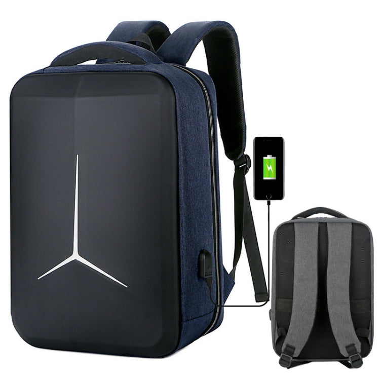 15 inch Large-Capacity Waterproof Business Commuter Laptop Backpack with USB Port(Simplified Blue) - Backpack by PMC Jewellery | Online Shopping South Africa | PMC Jewellery | Buy Now Pay Later Mobicred