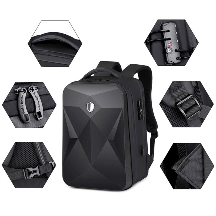 17 inch Password Lock Large Capacity Waterproof Laptop Backpack with USB Port(Dark Gray) - free shipping - PMC Jewellery - Order now!